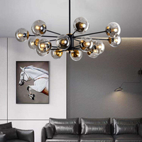 Lustre globe en verre, lampe suspendue, luminaire suspendu Sputnik de style mid-century pour salon, cuisine, salle à manger, chambre, ferme