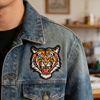 Nouvelles tendances : Patchs brodés en gros, logo personnalisé, grandes appliques thermocollantes pour vêtements, broderie animale, motif tigre