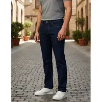 Adrenaline Erkek Düz Paça Kot Pantolon Koyu Mavi Esnek Denim Orta Bel Yarım Kasık 5 Cepli