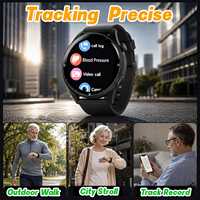 Montre connectée pour personnes âgées VFA93S 4G Android avec alerte de chute, GPS, alarme SOS, bracelet capteur, alerte médicale, téléphone d'urgence, montre pour personnes âgées