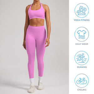 Soutien-gorge de sport sans dos à maintien élevé pour femme, en nylon et élasthanne, léger, respirant, à séchage rapide, sans coutures, anti-choc, avec décolleté halter et découpe frontale - Product Image 5