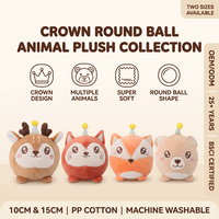 Peluche Animale Ronde Personnalisée 10cm 15cm – Cerf, Renard, Ours Couronné – Coussin Doux et Cuddly pour Enfants – Collection Cadeau OEM ODM