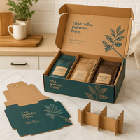 Boîte pliante élégante en carton rigide pour café, avec séparateur imprimé chaud, pour emballage de cadeaux et abonnements en sachets