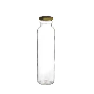 Bottiglia di vetro per bevande rotonda trasparente da 12 once 200ml 500ml bottiglia di succo pressata a freddo con tappo a vite ermetico