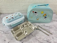 Boîte à lunch isotherme portable en acier inoxydable 316 avec compartiments, motif dessin animé personnalisé, mignonne, pour étudiants, avec couvercle en plastique de qualité alimentaire