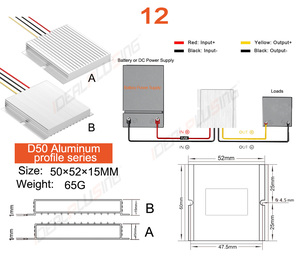 Convertidor de Voltaje Impermeable de CC de 36V 48V 60V 72V 84V a 12V, Convertidor de CC de 240W 20A, Reductor de Voltaje para Carritos de <span class=keywords><strong>Golf</strong></span> - Product Image 5