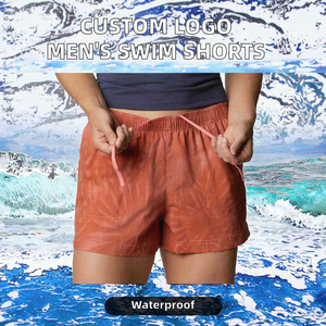 Custom Logo Men's Beach Swim Shorts Trunks Casual <b>Elastic</b> Waist Woven Oxford Fabric Quick Dry Waterproof Sublimation Prints - Product Image 2