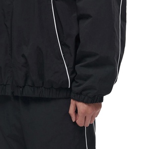 <b>Mens</b> Retro Windbreaker <b>Jacket</b> Black Track <b>Jacket</b> <b>White</b> Piping Custom Logo Athletic Outerwear Zipper OEM Service Breathable - Product Image 5