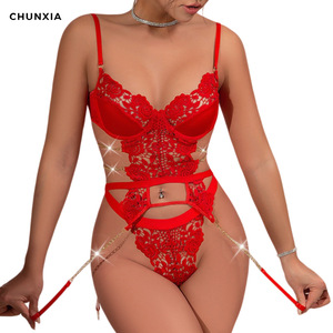 Conjunto de lencería sexy push-up de nuevo estilo transfronterizo, de encaje hueco de poliéster, seducción de dos piezas, venta al por mayor de fábrica. - Product Image 2