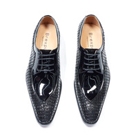 Chaussures habillées de luxe faites à la main pour hommes, Oxfords en cuir véritable verni, style rétro, pour affaires et mode