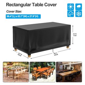 100% Waterproof <strong>Outdoor</strong> <strong>Table</strong> <strong>Cover</strong> Rectangular Black Patio Furniture <strong>Table</strong> <strong>Cover</strong> for Picnic Coffee <strong>Tables</strong> Chairs and Sofas - Product Image 2