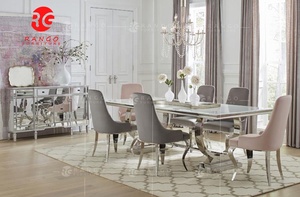 <span class=keywords><strong>Tavolo</strong></span> da Pranzo con Piano in Marmo e Sedie in Velluto <span class=keywords><strong>Nero</strong></span>, <span class=keywords><strong>Tavolo</strong></span> da Pranzo con Piano in <span class=keywords><strong>Vetro</strong></span> e Base Cromata - Product Image 5