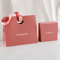 Boîte à bijoux personnalisée avec sac en papier texturé assorti, ensemble d'emballage de bijoux avec logo en feuille d'or pour bague, boucles d'oreilles, collier