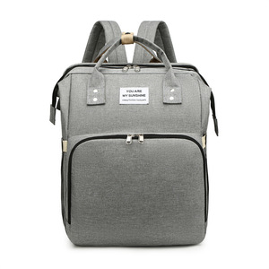 Baby Diaper Backpack Large Capacity Oxford Cloth With Bottle Pockets For Travel And Daily Use Gray - Product Image 3