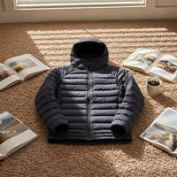 Veste d'hiver personnalisée pour homme grande taille en toile matelassée coupe-vent imperméable en nylon avec fermeture éclair, coupe-vent à capuche brodé