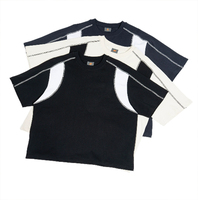 T-shirt 100% coton blanc, manches courtes, t-shirt en coton pour homme avec des lignes contrastées brillantes et un col rond