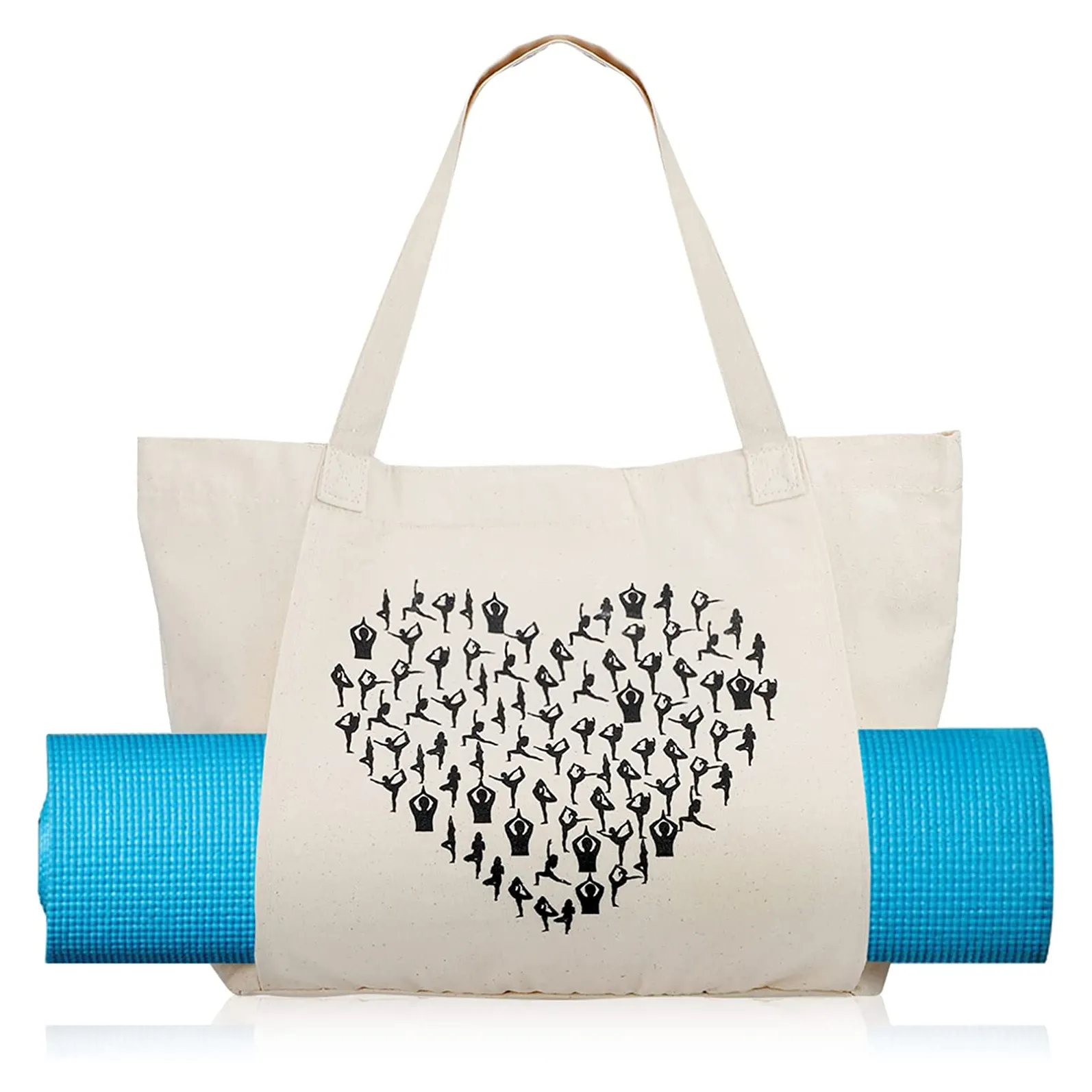 Sacs à provisions en forme de cœur pour femmes, vente en gros, sac en toile multifonctionnel pour tapis de Yoga