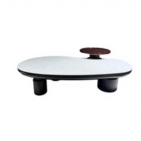 Ensemble de tables basses gigognes modernes et durables en MDF noir, 2 pièces, rectangulaires, pour salon contemporain
