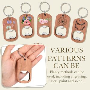Llavero de madera en blanco para personalizar, abridor de botellas metálico, mini abridores de bolsillo para recuerdos de fiesta, artículos para bodas, regalos personalizados, manualidades - Product Image 5