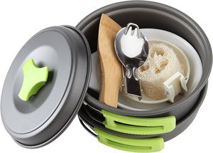 Kit de cuisine pour le camping en randonnée - Ensemble de casseroles et poêles pour le camping en sac à dos, réchaud portable - Product Image 2
