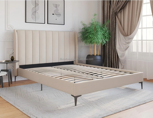 Cadre de <span class=keywords><strong>lit</strong></span> moderne en velours beige avec pieds en métal et rangement pour chambre à coucher, nouveau design, tailles Queen/Full/King 160x200 - Product Image 6