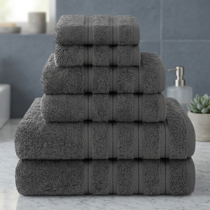 Juego de Toallas de Baño ORCHID Gris, 6 Piezas, de Tela de Rizo, Suaves, Absorbentes, Tejidas, de Color Sólido, Ecológicas, Hipoalergénicas, para Spa, Hotel y Hogar - Product Image 1