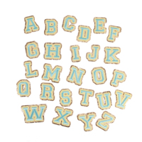 Lettres de l'alphabet en chenille multicolore à paillettes dorées 5.5cm 6.5cm 8cm Tailles Tissu écologique pour vêtements Chapeaux Sacs