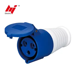 16A Pin & Lengan konektor IP44 2P + E 3-Pin fase tunggal 230V Female Industrial Plug Socket