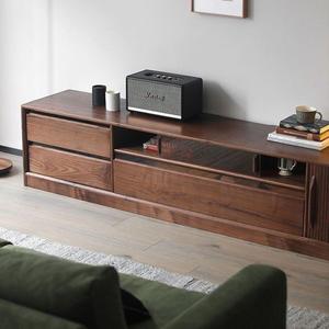 Mueble de TV de Madera Maciza Color Nogal, Estilo Nórdico, Multifuncional, Mueble de Salón con Almacenamiento - Product Image 4