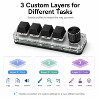 Teclado Programable Inalámbrico SIKAI de 4 Teclas y 1 Perilla, Controlador de Atajos con Retroiluminación RGB BT 2.4G para Control de Volumen, Edición y Productividad