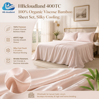 Juego de Sábanas de Bambú Viscosa Orgánica Sostenible Cloudland, con Certificación OEKO-TEX Standard 100 y BSCI, 400 Hilos, Absorbentes de Humedad
