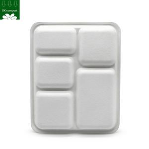 Bagasse de canne à sucre compostable biodégradable personnalisée conteneur de <span class=keywords><strong>repas</strong></span> à 5 <span class=keywords><strong>compartiments</strong></span> boîte d'emballage Bento <span class=keywords><strong>plateau</strong></span> de bagasse avec couvercle - Product Image 2