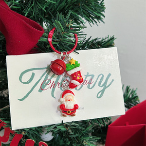 Nuovo Portachiavi Natalizio con Babbo Natale e Omino <span class=keywords><strong>di</strong></span> Pan <span class=keywords><strong>di</strong></span> Zenzero, Accessori in PVC per Auto, Ciondolo per Chiavi, Regalo per le Festività - Product Image 5