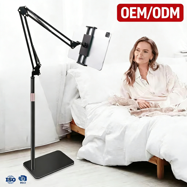 Custom Brand Angle Height Retractable Floor Stand Live Streaming Tablet & Cell Phone Holders Tablet PC Stands with FCC Certified
