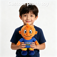Peluche de personnage de dessin animé de haute qualité, figurine personnalisée, poupée douce avec tenue T-shirt, poupée en peluche pour garçon