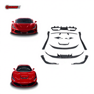 Kit carrosserie de qualité supérieure en fibre de carbone sèche, style Novi, pour Ferrari F8 : Lame arrière, jupes latérales, aileron de ventilation, kit carrosserie complet - Product Image 1
