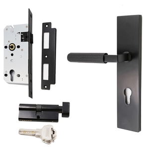 Hiện Đại Đen Kẽm Hợp Kim Manija De Puerta Madera Key Lock Bảng Điều Chỉnh Set Cho Nhà Riêng Tư Phòng Ngủ Nội Thất Đòn Bẩy Tay Nắm Cửa - Product Image 1