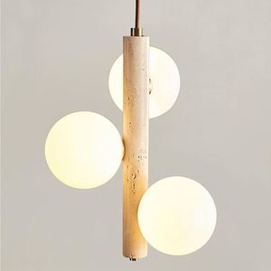 <span class=keywords><strong>Lampadario</strong></span> Moderno Creativo in Vetro Smerigliato con Sfere di Cristallo e Striscia Luminosa per Soggiorno e Camera da Letto, Include Installazione Professionale - Product Image 2
