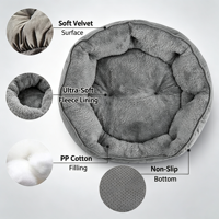 Coussin Apaisant Rond pour Animaux de Compagnie (Chats et Chiens) OEM ODM – Anti-Anxiété, Velours Doux, Confortable, Base Antidérapante, Lavable