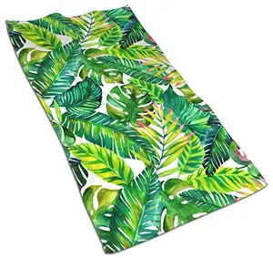 Tropical Plants Palm Leaves Beach Bath Pool Towel Polyester Cotton Towel for Hotel Spa Bathroom Gym Family Banana Leaf Towel