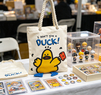 Sac fourre-tout en toile personnalisé avec logo, motif canard de dessin animé, impression drôle « Je ne fais pas attention », pieds de canard en peluche 3D, sac à main en coton avec corde épaisse