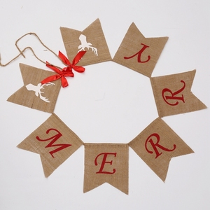 Bandera <span class=keywords><strong>Triangular</strong></span> y Pancarta de Yute Natural Reutilizable y Ecológica con Logotipo Personalizado para Bodas, Campamentos, Navidad y Días Festivos - Product Image 2