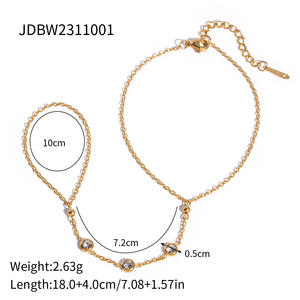 Gelang Perhiasan Fashion Baja Anti Karat Zirkon Emas <span class=keywords><strong>Bangles</strong></span> <span class=keywords><strong>18K</strong></span> Gelang Wanita Mewah Grosir Cincin Baja Anti Karat - Product Image 5