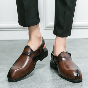 Sandales arabes en cuir faites à la main de grande taille, confortables, pour hommes du Golfe, tongs plates à enfiler, chaussures de luxe pour hommes - Product Image 4