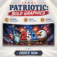 Bannière personnalisée 250 ans de liberté USA 1776-2026, drapeau patriotique américain avec aigle, Jour de l'Indépendance, nom de famille personnalisable
