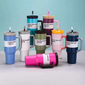 Taza de Gran Capacidad de 40 oz, Aislada al Vacío, de Acero Inoxidable 304/201, con Asa y Pajita, Portátil, para Auto, Oficina, Viajes, Regalo, Personalizable - Product Image 1