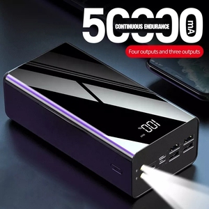 เครื่องชาร์จพกพาสำหรับเดินทางกลางแจ้งแบบ USB ความจุสูง 4 พอร์ต 50000mah พาวเวอร์แบงค์ 40000mah 30000mah สำหรับแล็ปท็อป พร้อมไฟส่องสว่าง - Product Image 2