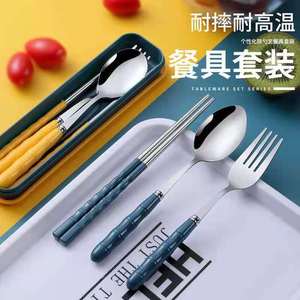 Stainless Steel Chopsticks Spoon Fork Set 3 Piece Lightweight For Students Children Adults Office Use - Product Image 4