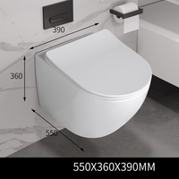 HONGDEC WC suspendu moderne monobloc avec réservoir encastré et siphon en P, système de toilette mural en céramique