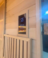 2026 Hot Control Cabine de sauna intérieure en bois massif pour plusieurs personnes avec panneau chauffant infrarouge lointain, réglage intelligent de la température, usage commercial, design moderne, détox